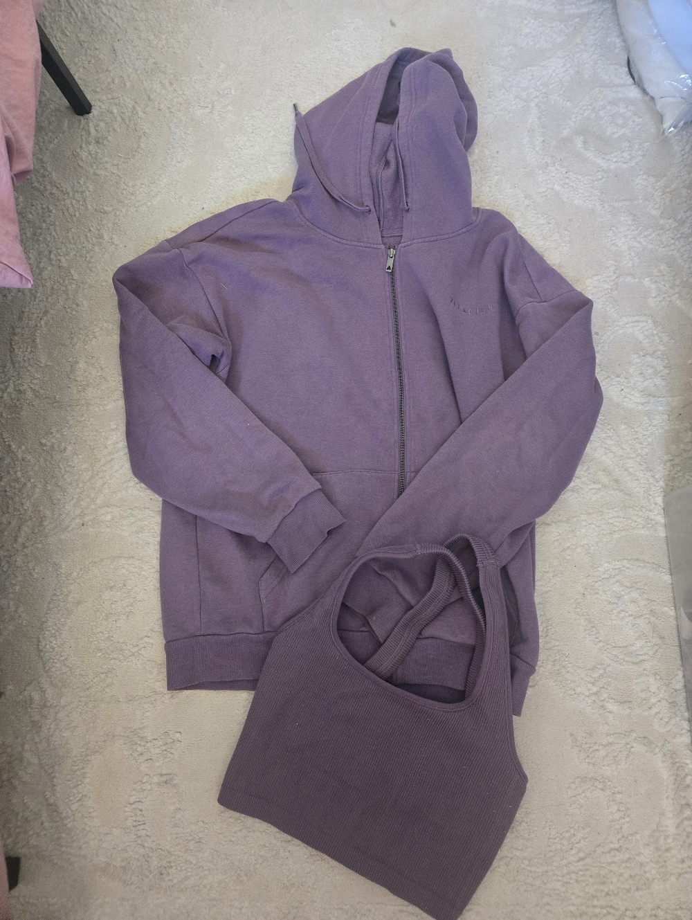 Vitality Purple Zip-Up Hoodie with Matching Ribbed Tank